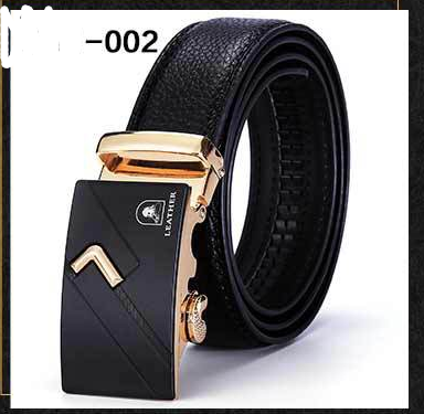 Two-Layer Leather Belt Business Men's Smooth Automatic Buckle Leather Belt