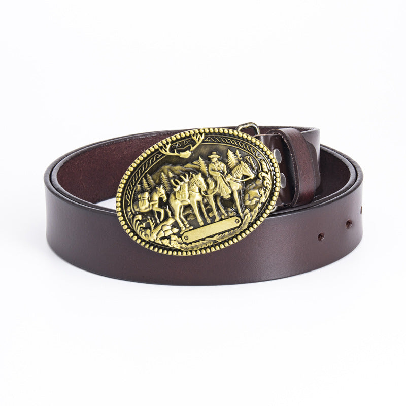 Men's Western Cowboy Punk Retro Leather Belt