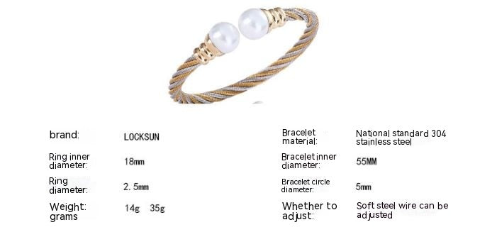 Stainless Steel Classic Style Two-Tone Classic Handmade Braided Bracelets Ring Two-Piece Set