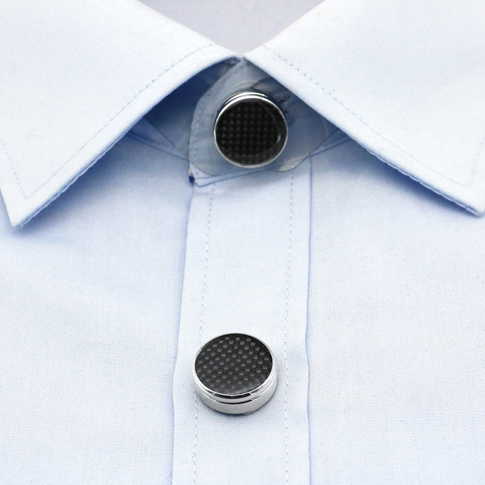 Men's Round Carbon Fiber Cufflink