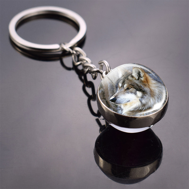 Animal Glass Ball Pendant Fashion Luminous Key Ring