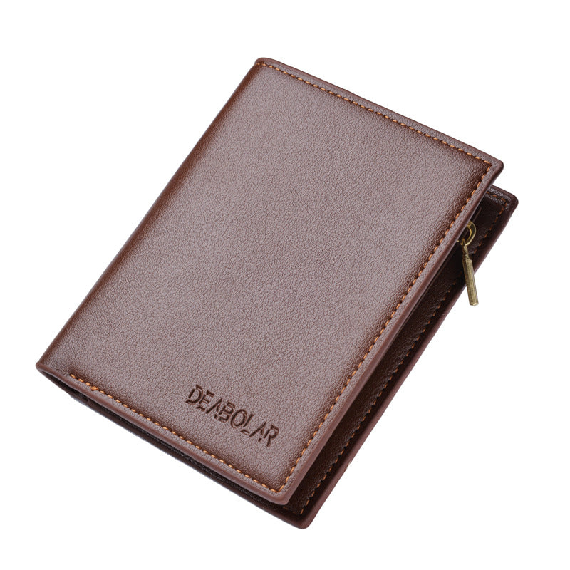 Men's Fashion Simple Tri-Fold Zipper Money Clip Multi-Card Space