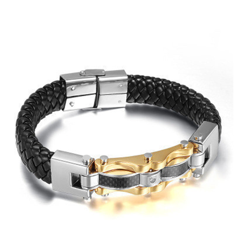 Men's Fashion Micropaved Carbon Fiber Bracelet