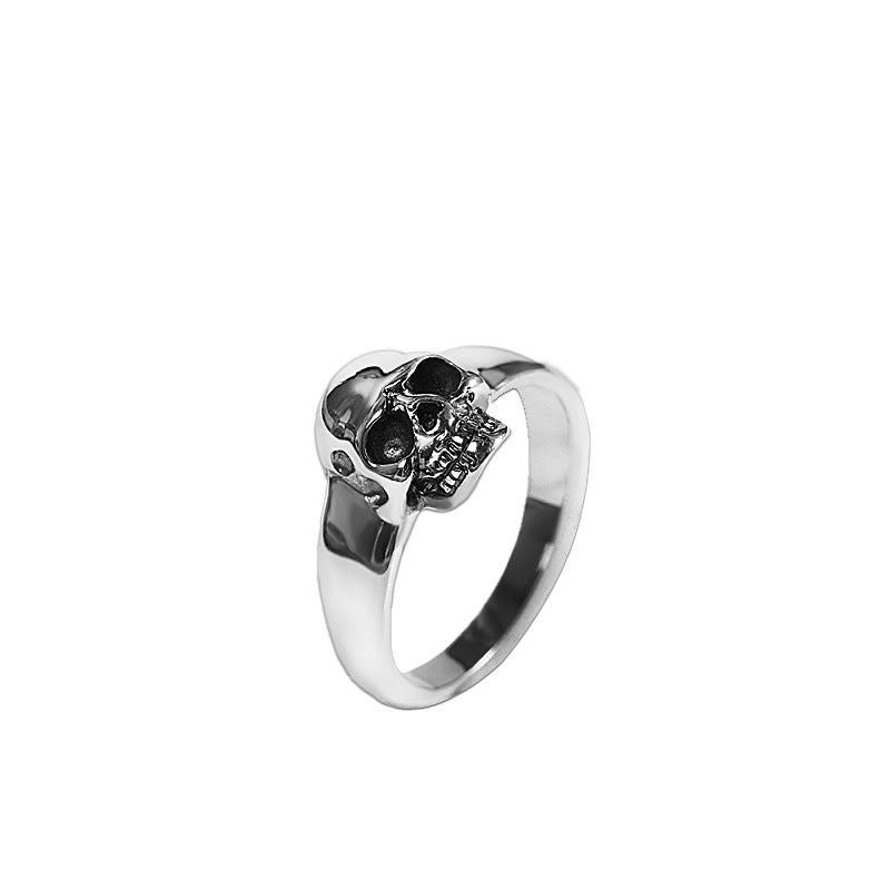 Silver Simple Fashion Skull Men's and Women's Closed Ring