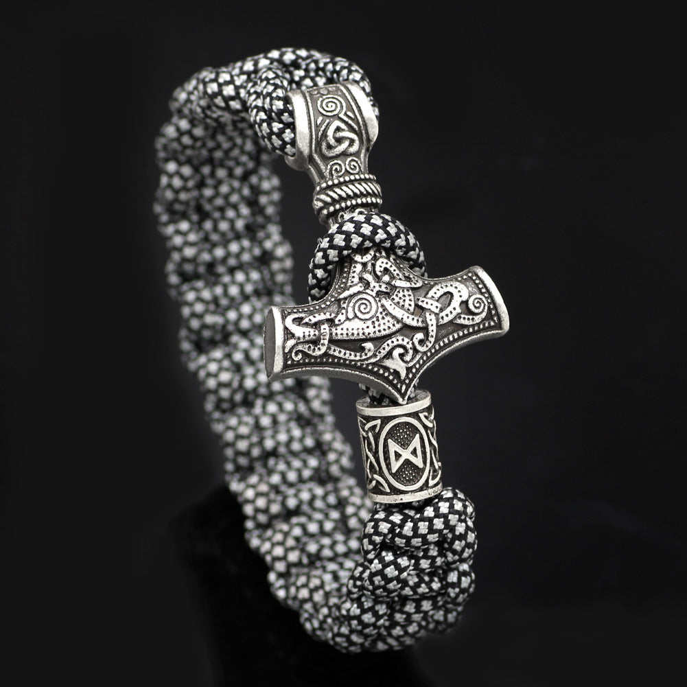 Vintage Thor'S Hammer Braided Bracelet