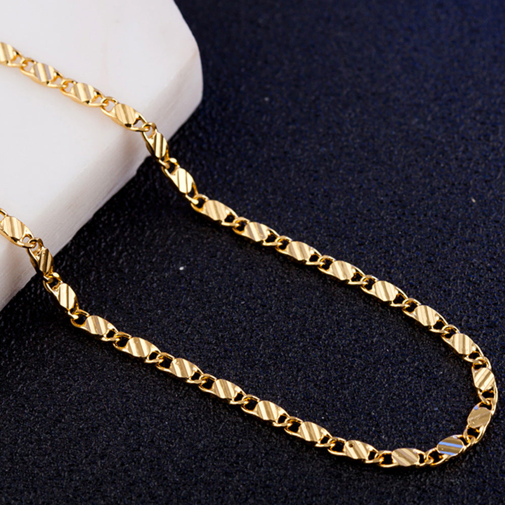 Fashion Short Gold Plated 2Mm Flat Chain