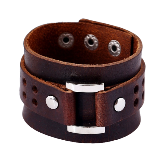 Men’s Retro Leather Bracelet with Geometric Design