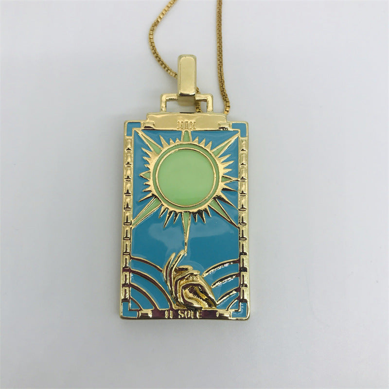 Copper Plated Fashion Retro Oil Painting Pendant Necklace