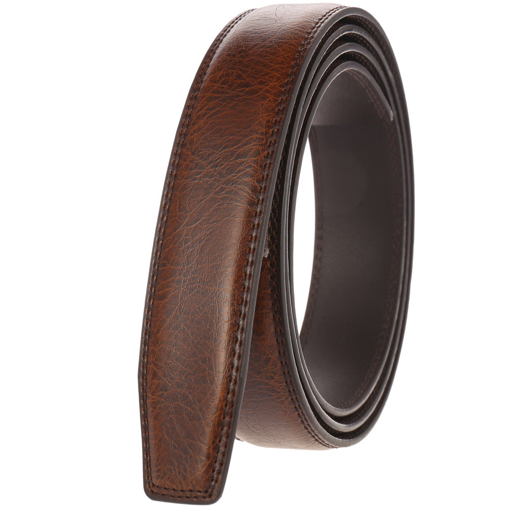 Men's Belt Strips With Automatic Buckle Cowhide Headless