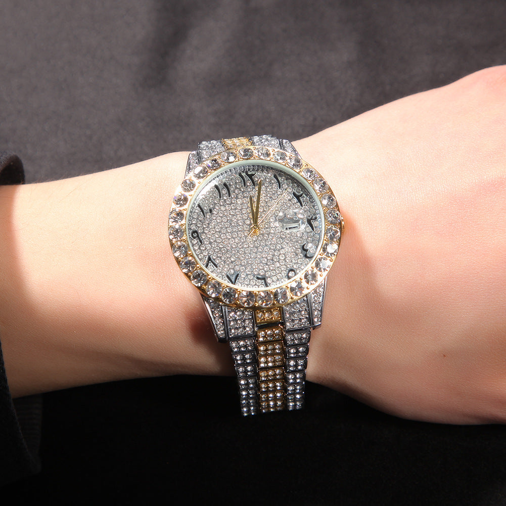 Full Diamond British Flower Body Digital Large Watch