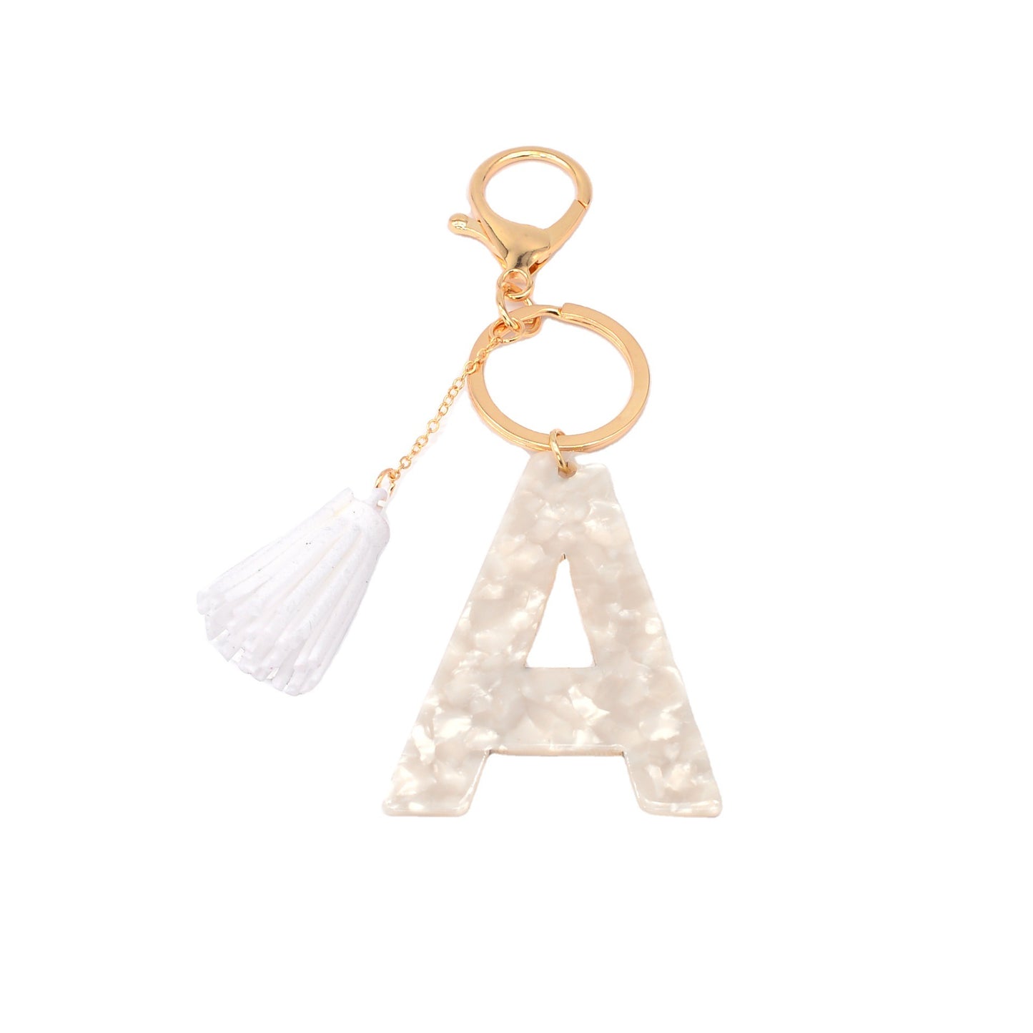 Acrylic Acid Alphabet Key Ring Tassel Bag Pendant