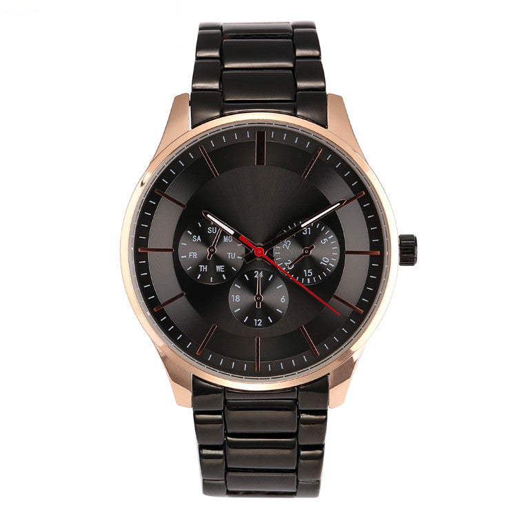 Fashion Three Eyes False Six Hands Quartz Watch