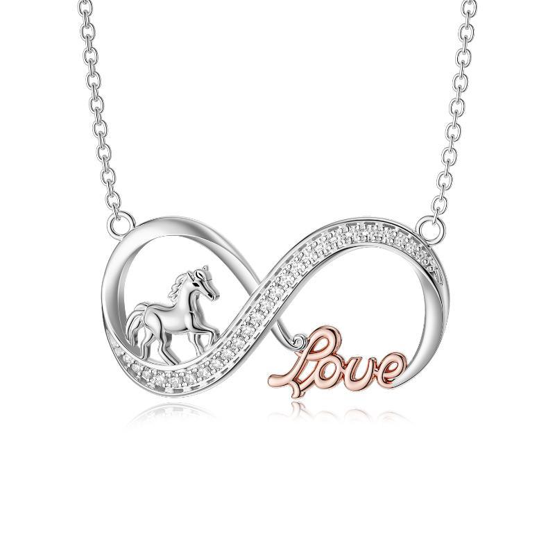 Horse Infinity Love Necklace Sterling Silver Jewelry Gift For Women