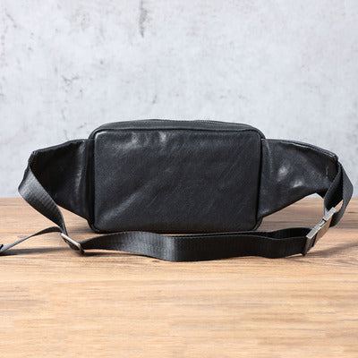 Men's Small Backpack Single Shoulder Cross-Body Head Layer Cowhide Fanny Pack