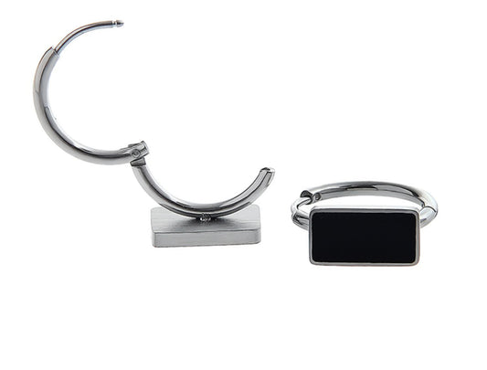 Black Square Earrings For Men In Titanium Steel