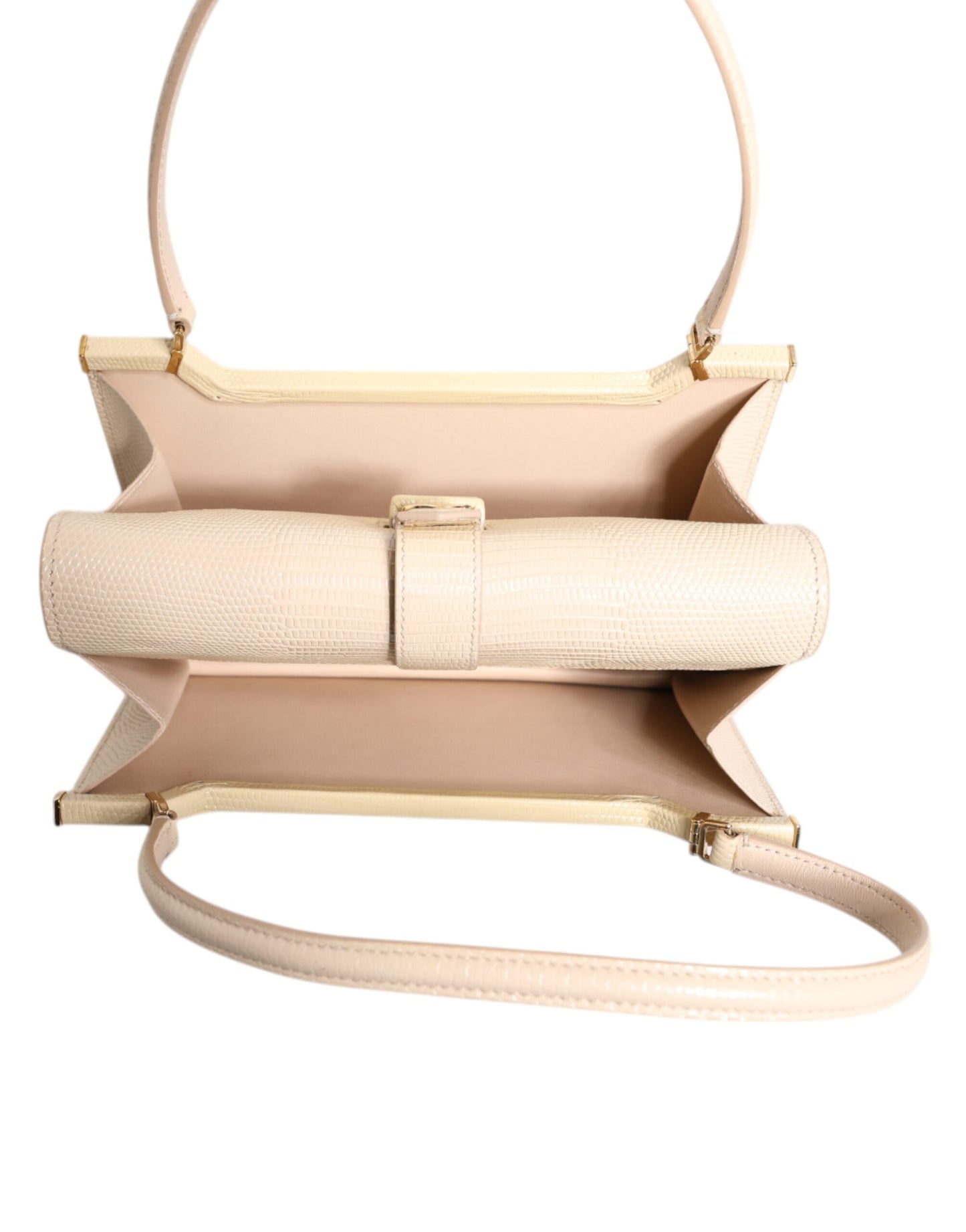 Dolce & Gabbana Beige Leather Ingrid Top Handle Shoulder Bag