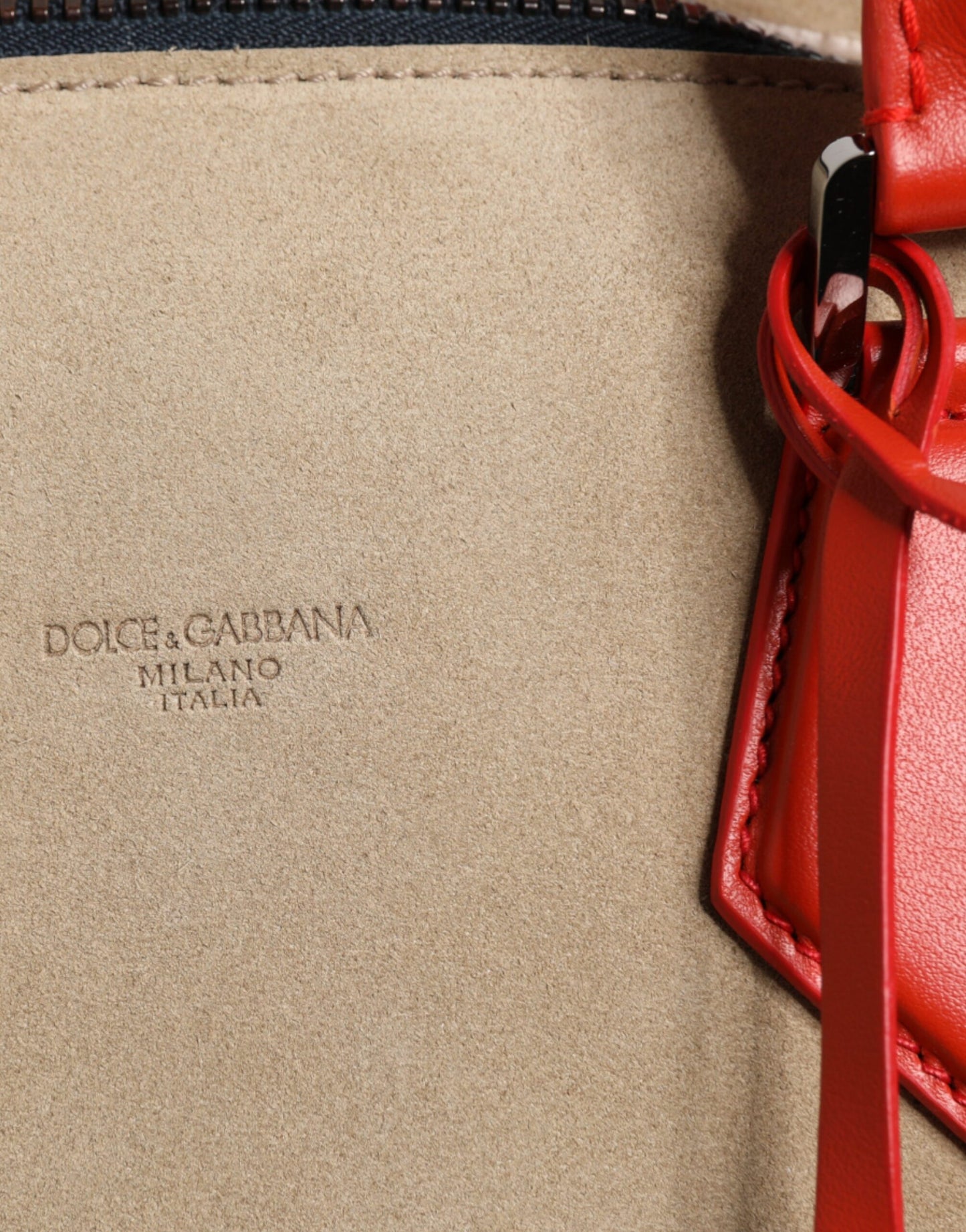 Dolce & Gabbana Beige Suede Leather Top Handle Duffle Bag