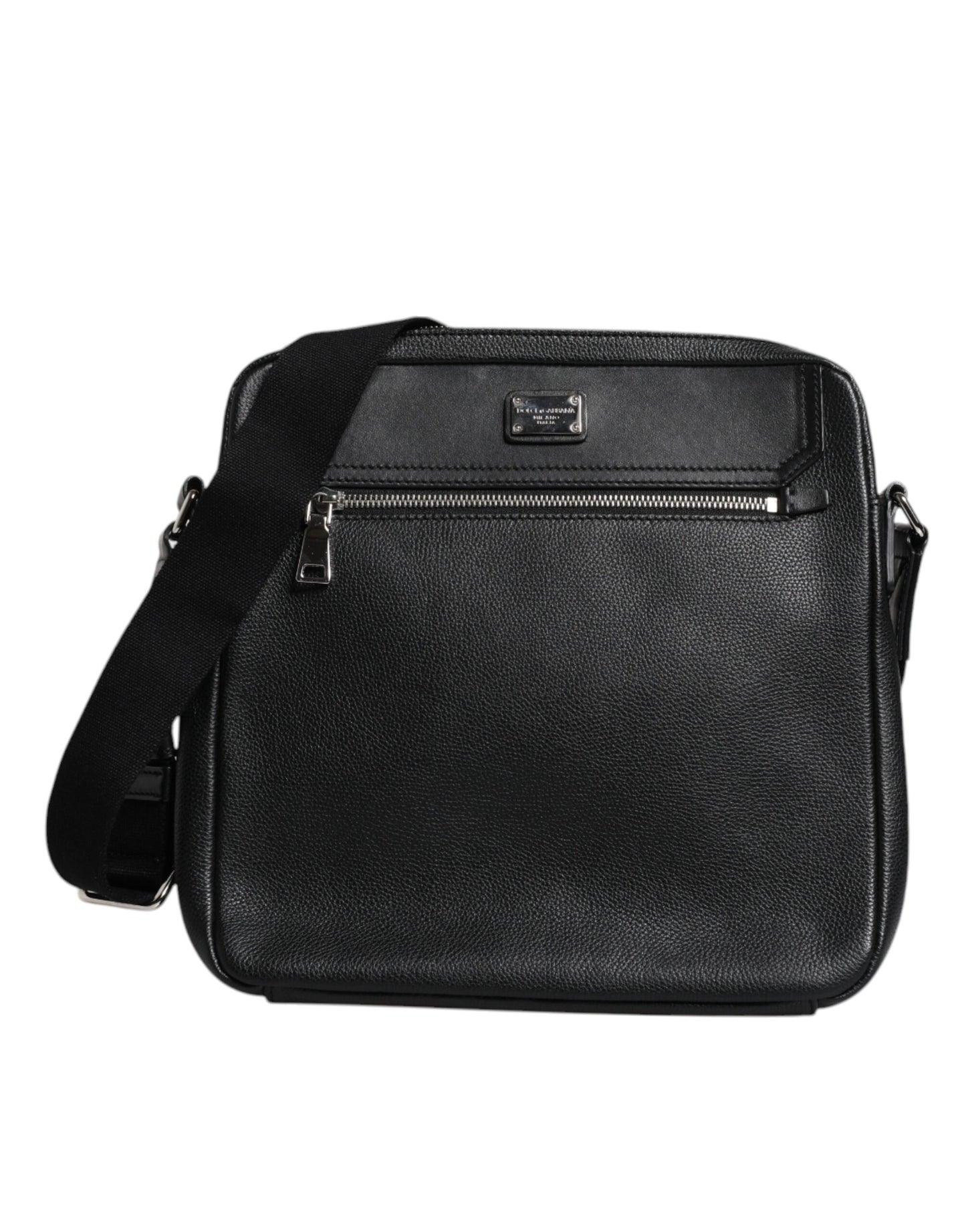 Dolce & Gabbana Black Calfskin Leather Messenger Crossbody Bag