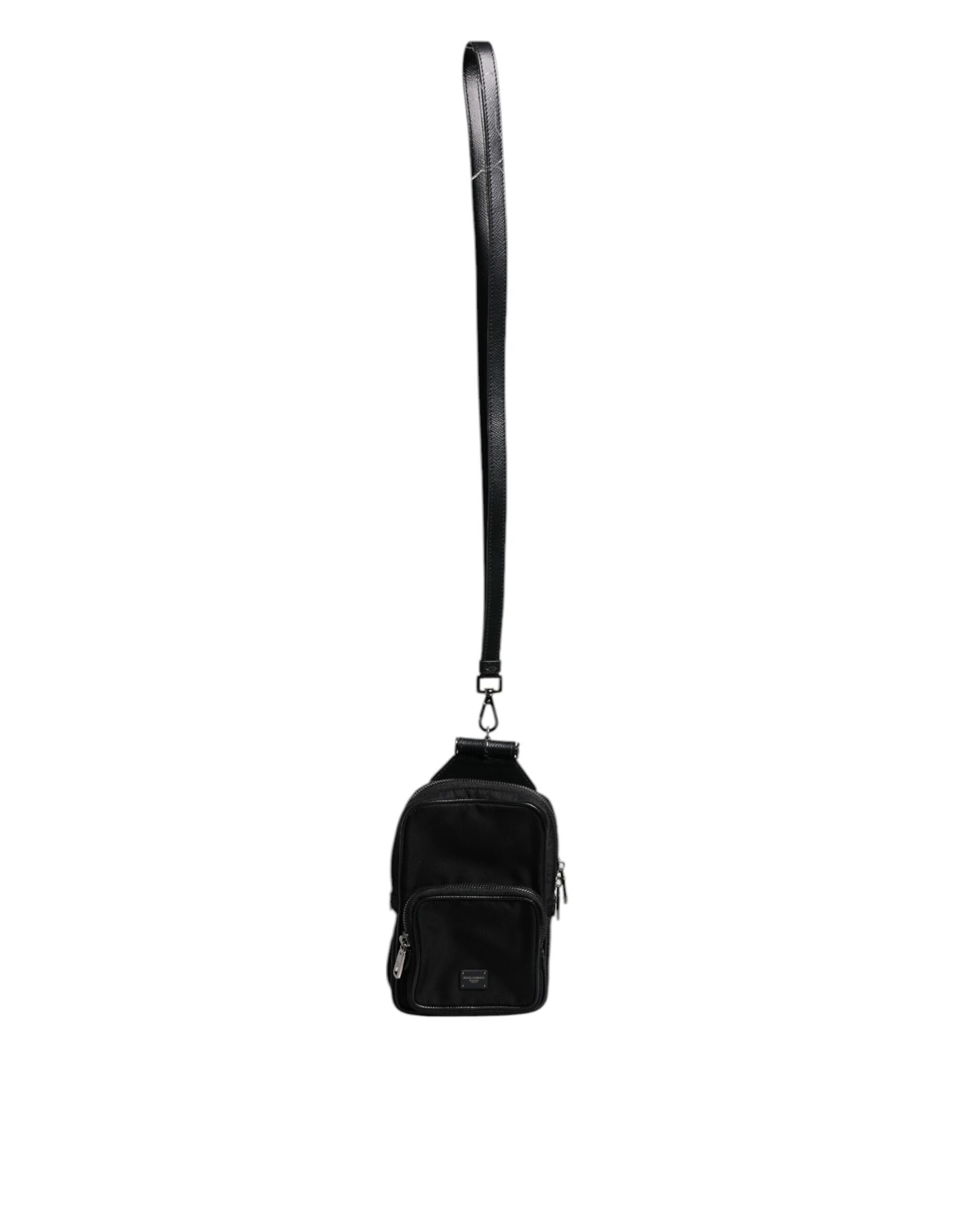 Dolce & Gabbana Black Leather Purse Lanyard Crossbody Bag