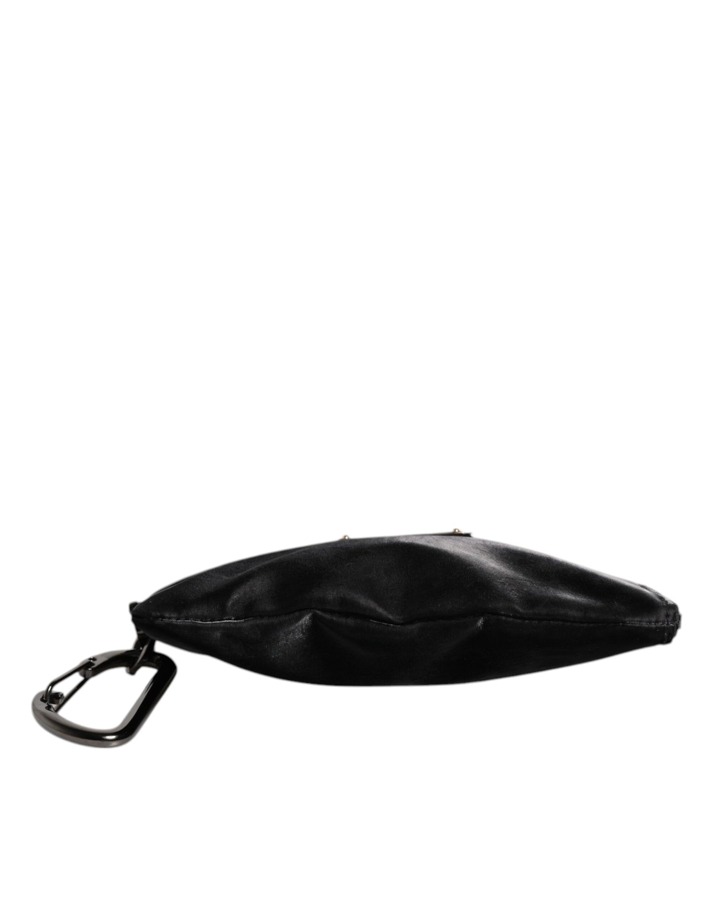 Dolce & Gabbana Black Nylon Logo Plaque Keyring Pouch Clutch Bag