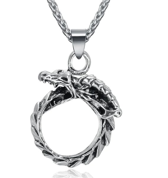 Asgard Crafted Circular Horn Rune Pendant Chain in Titanium Steel - A Retro and Vintage Accessory