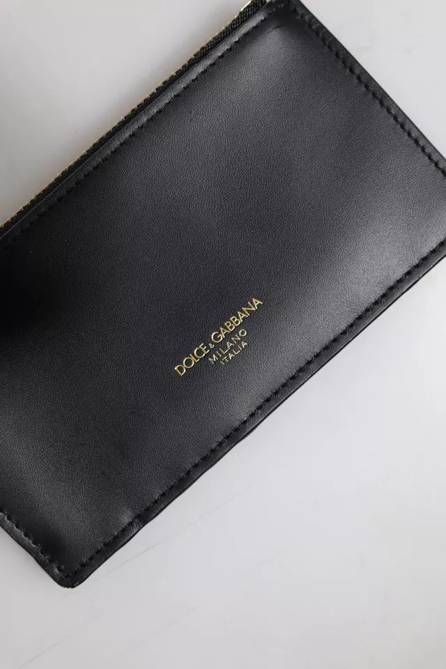 Dolce & Gabbana Black Calfskin Leather DG Logo Card Holder Wallet