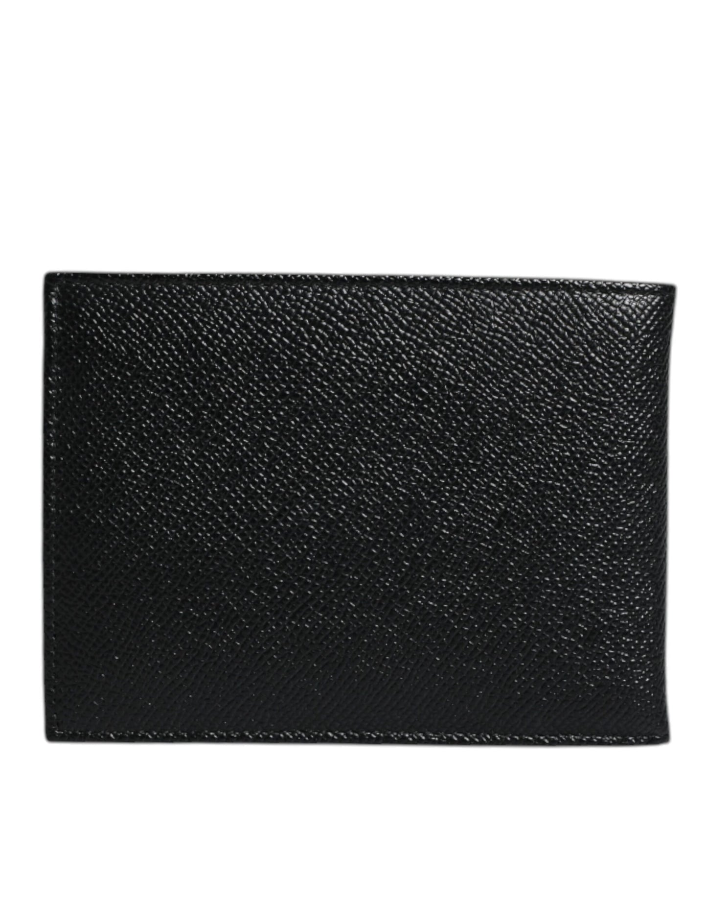 Dolce & Gabbana Black Leather Bifold Card Holder Men Logo Plaque Wallet