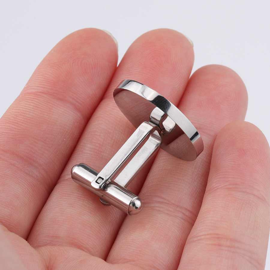 Titanium Steel Mirror Shiny Round Cufflinks