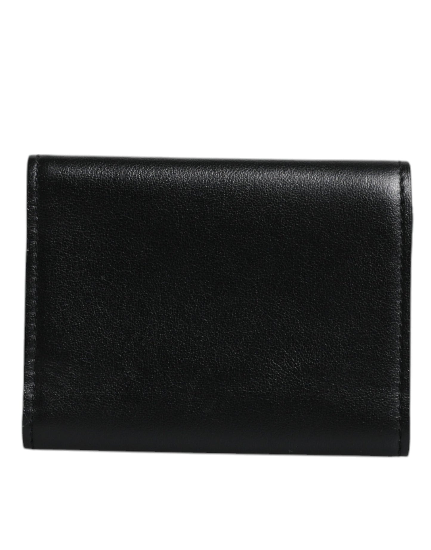 Dolce & Gabbana Black Leather Folding Card Holder Logo Print Wallet