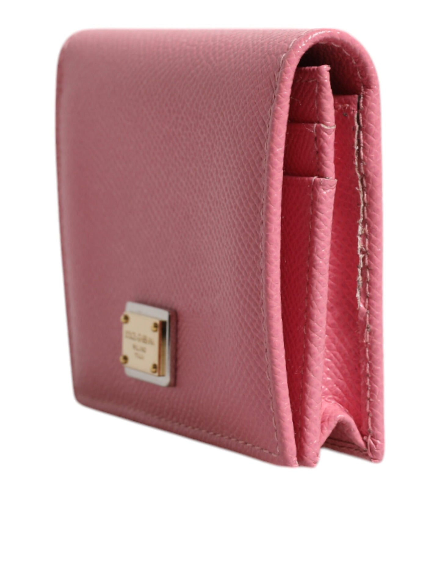 Dolce & Gabbana Pink Calfskin Leather DG Logo Bifold Card Slot Wallet