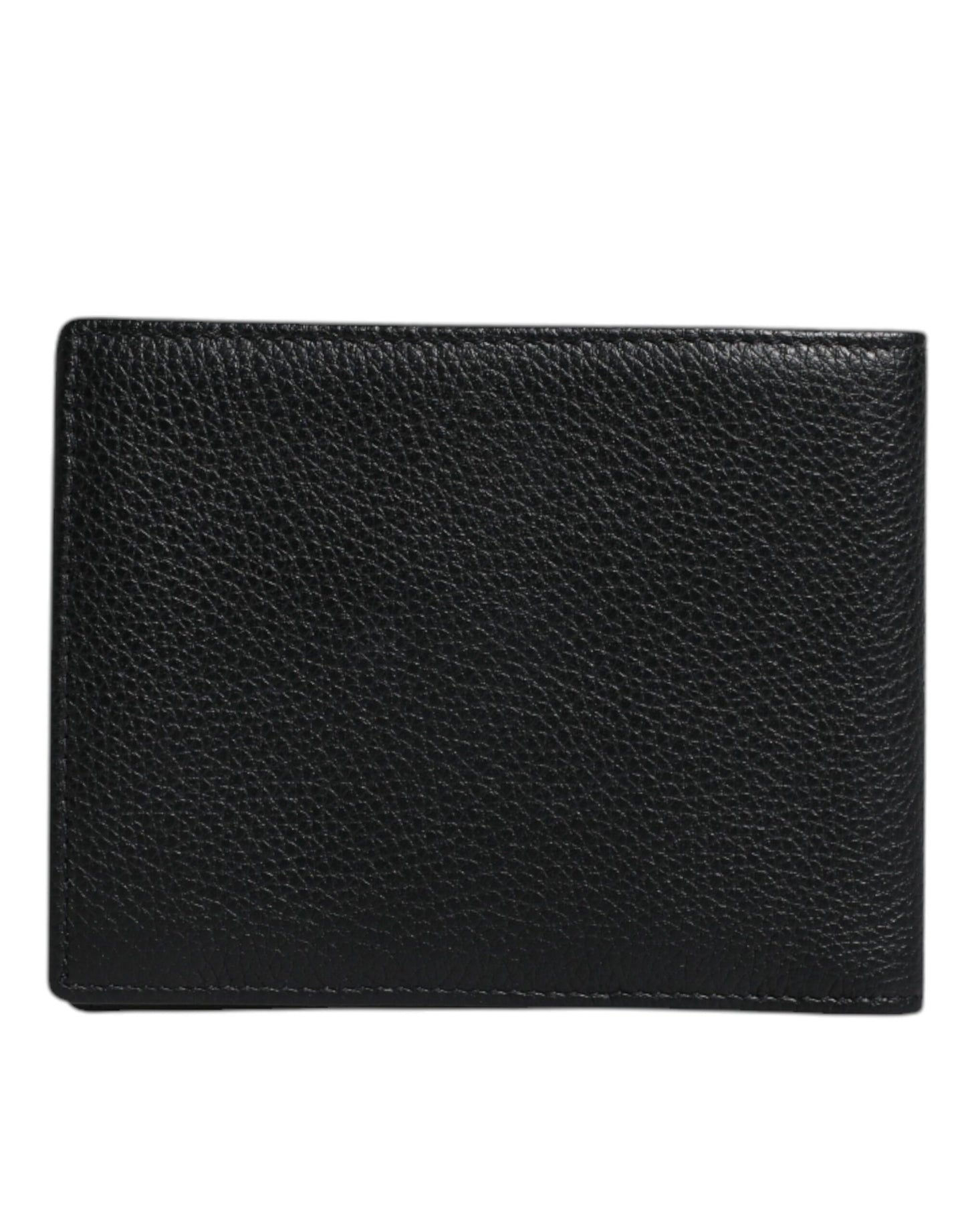 Dolce & Gabbana Black Leather Bifold Card Holder Men Logo Plaque Wallet