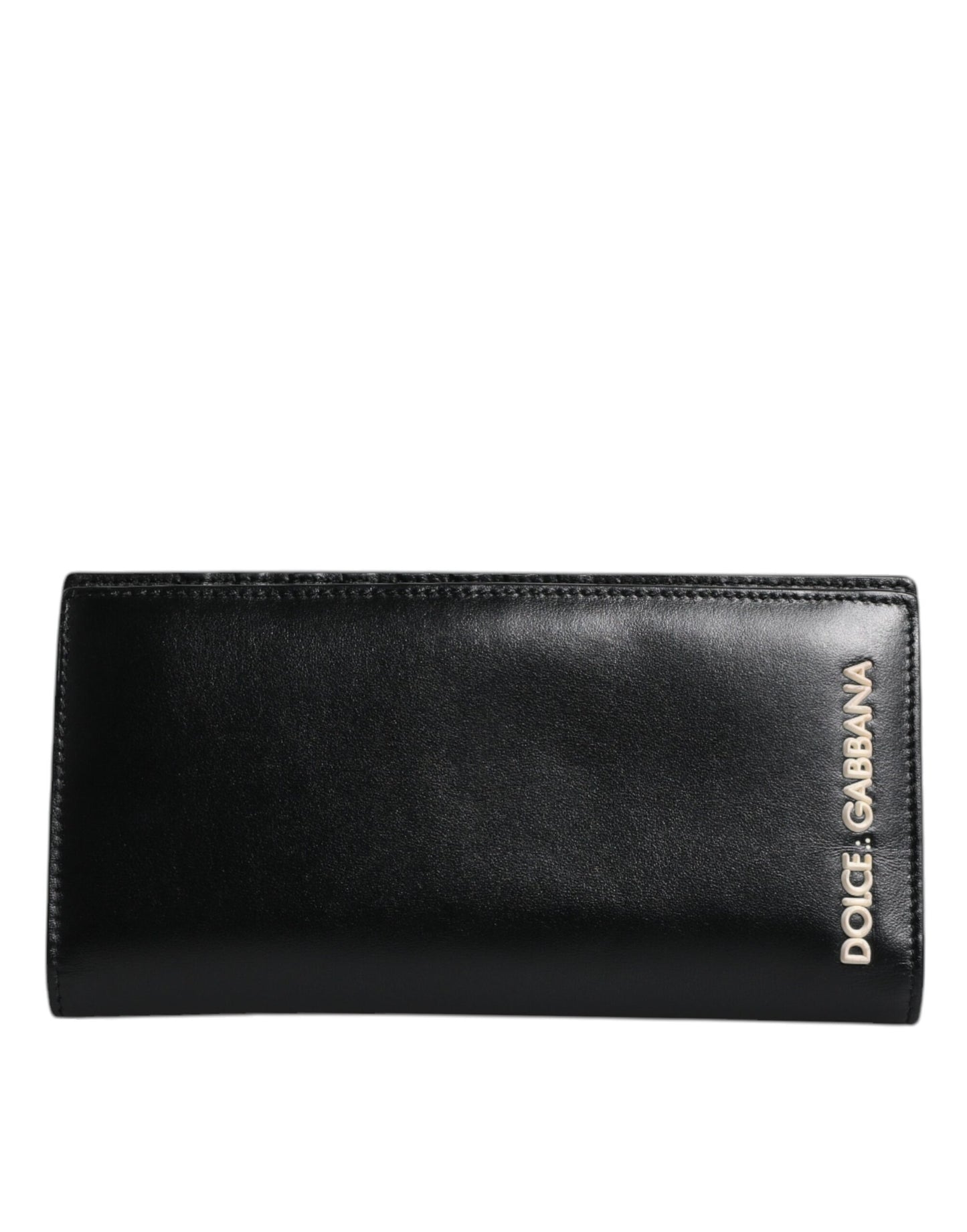 Dolce & Gabbana Black Leather Bifold Travel Long Card Holder Logo Wallet