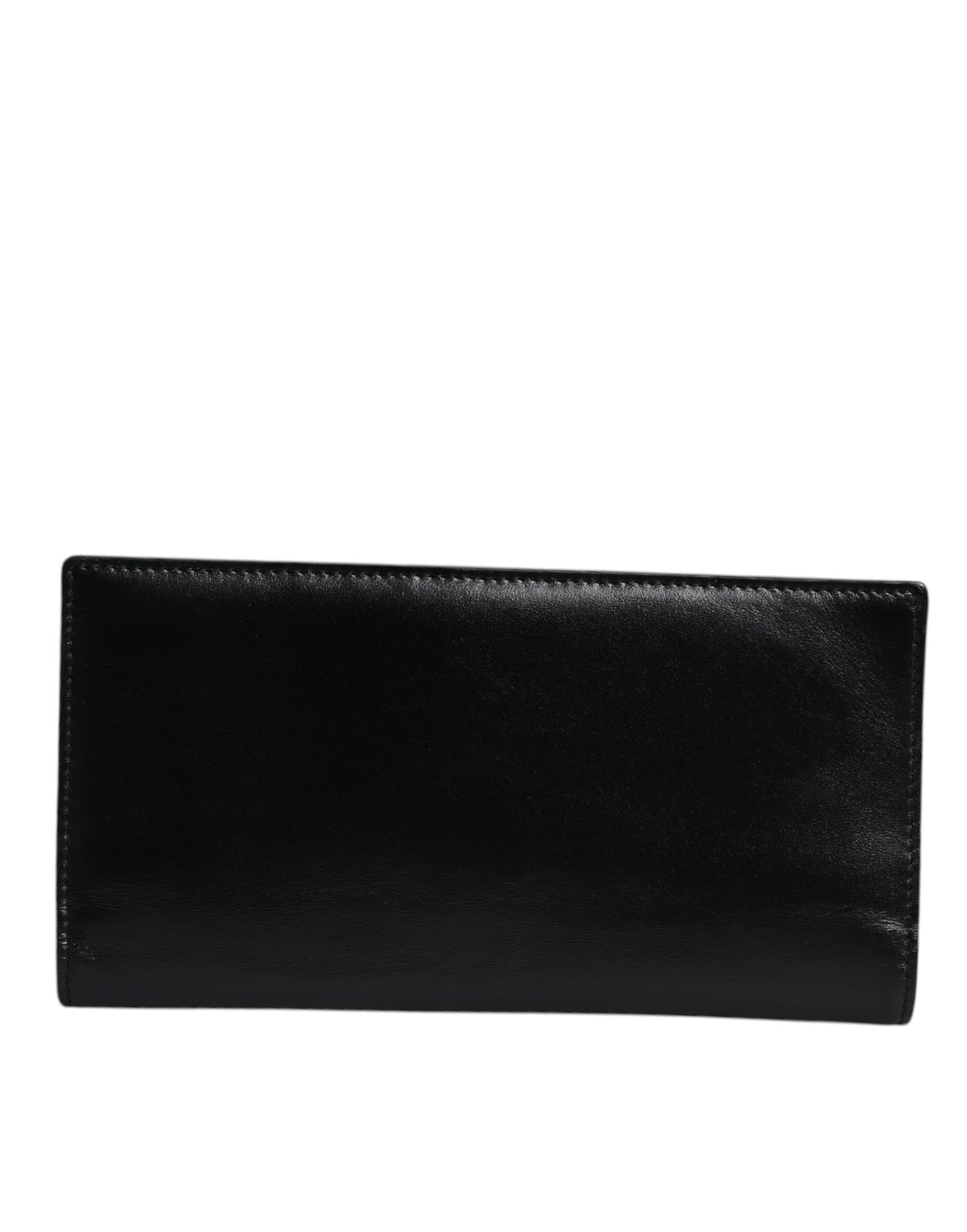 Dolce & Gabbana Black Leather Bifold Travel Long Card Holder Logo Wallet