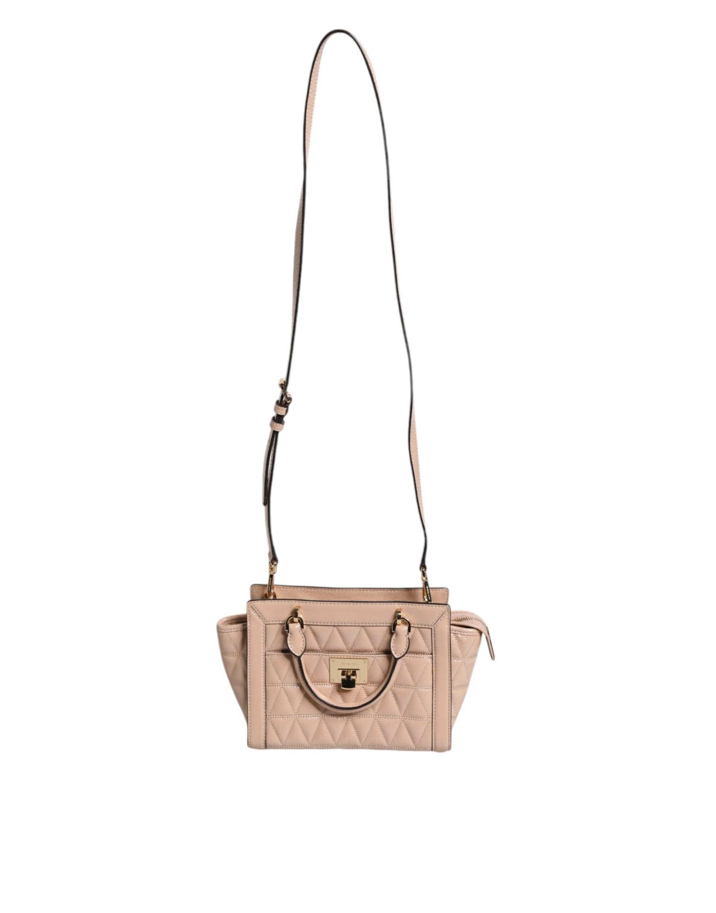 Michael Kors Peach Quilted Leather Logo Crossbody VIVIANNE Messenger Bag