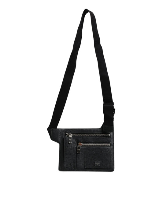 Dolce & Gabbana Black Calfskin Leather Messenger Crossbody Bag