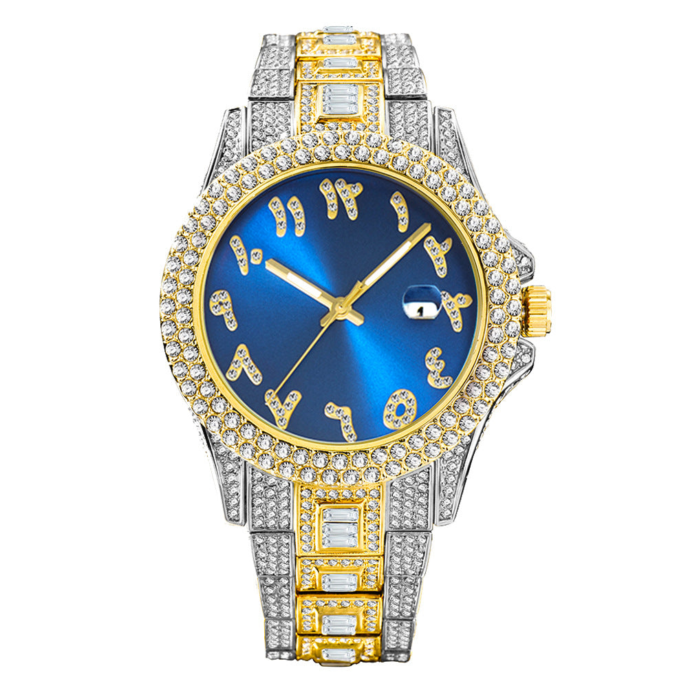 European And American Hip Hop Diamond Full Diamond Business Men's Waterproof Quartz Watch