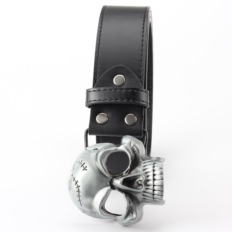 PU Leather Belt With Skull Head Buckle - Unisex, Punk, And Cool