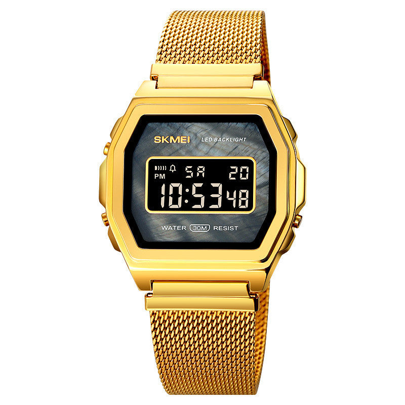 Fashion Cool Multi-Function Trend Personality Student Waterproof Stainless Steel Electronic Watch