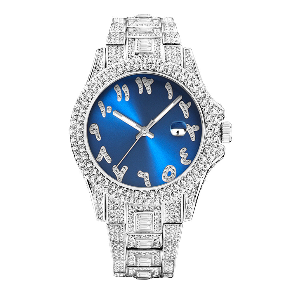 European And American Hip Hop Diamond Full Diamond Business Men's Waterproof Quartz Watch