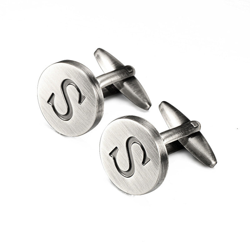 Men's Antique Silver Letters French Shirt Cufflinks