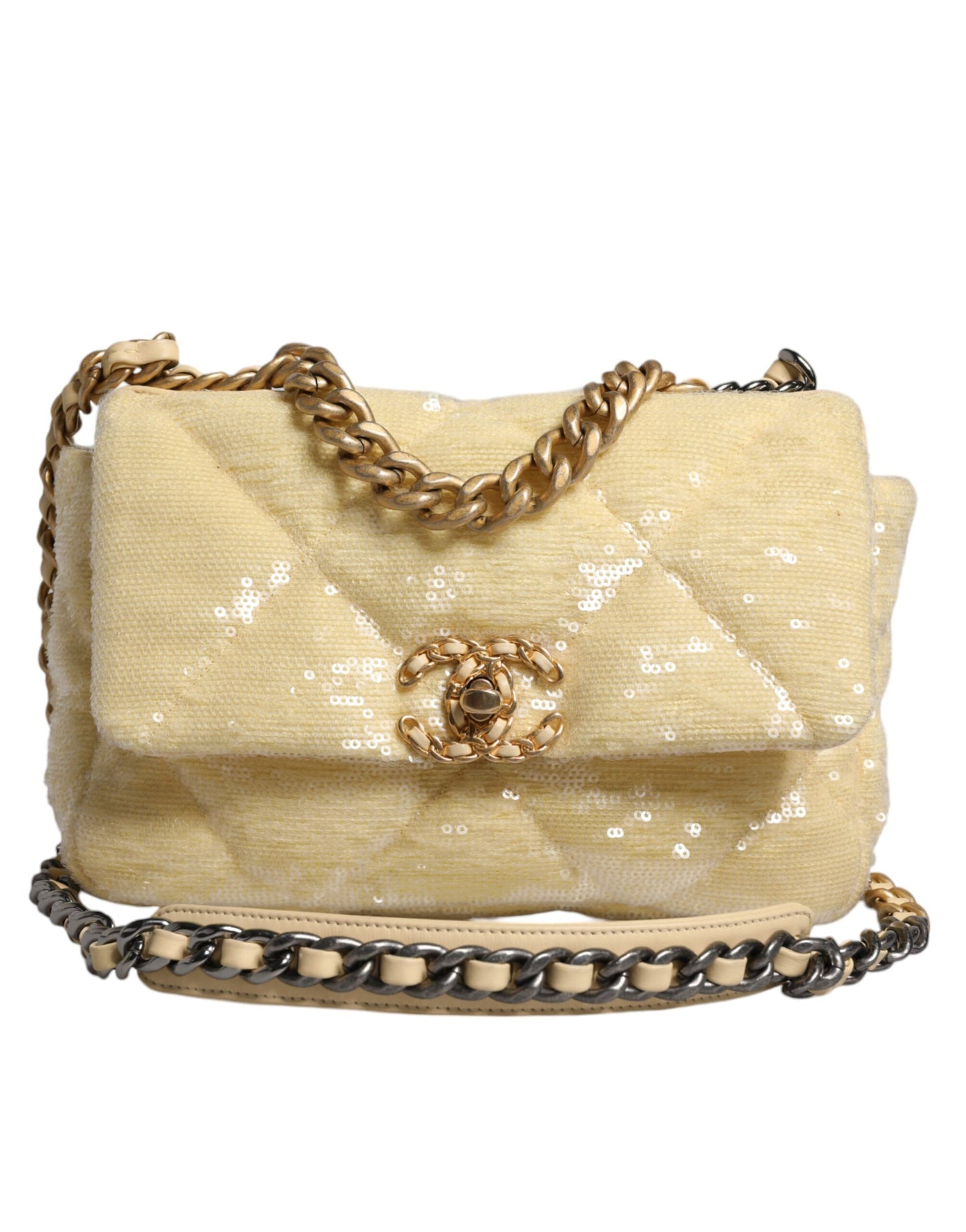 Chanel Yellow Sequined Medium Quilted Series Bag