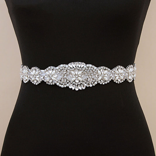 Bridal Wedding Belt With Rhinestone Decoration