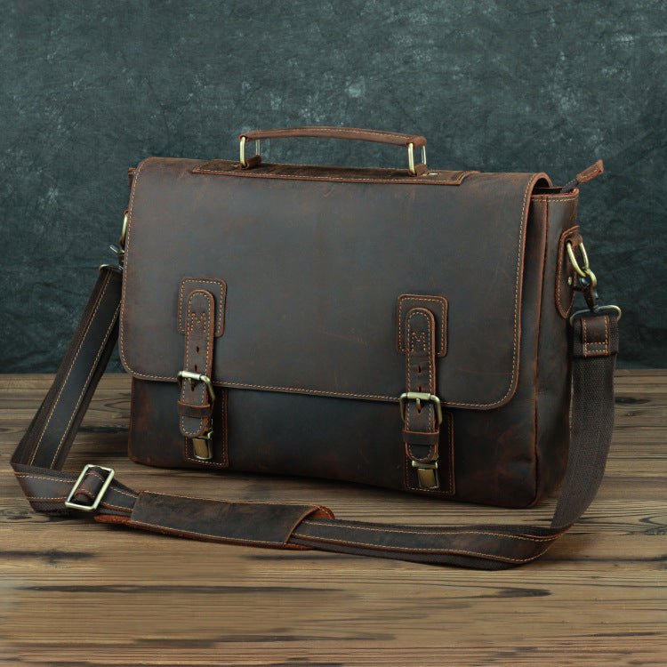 Retro First Layer Cowhide One-Shoulder Messenger Bag