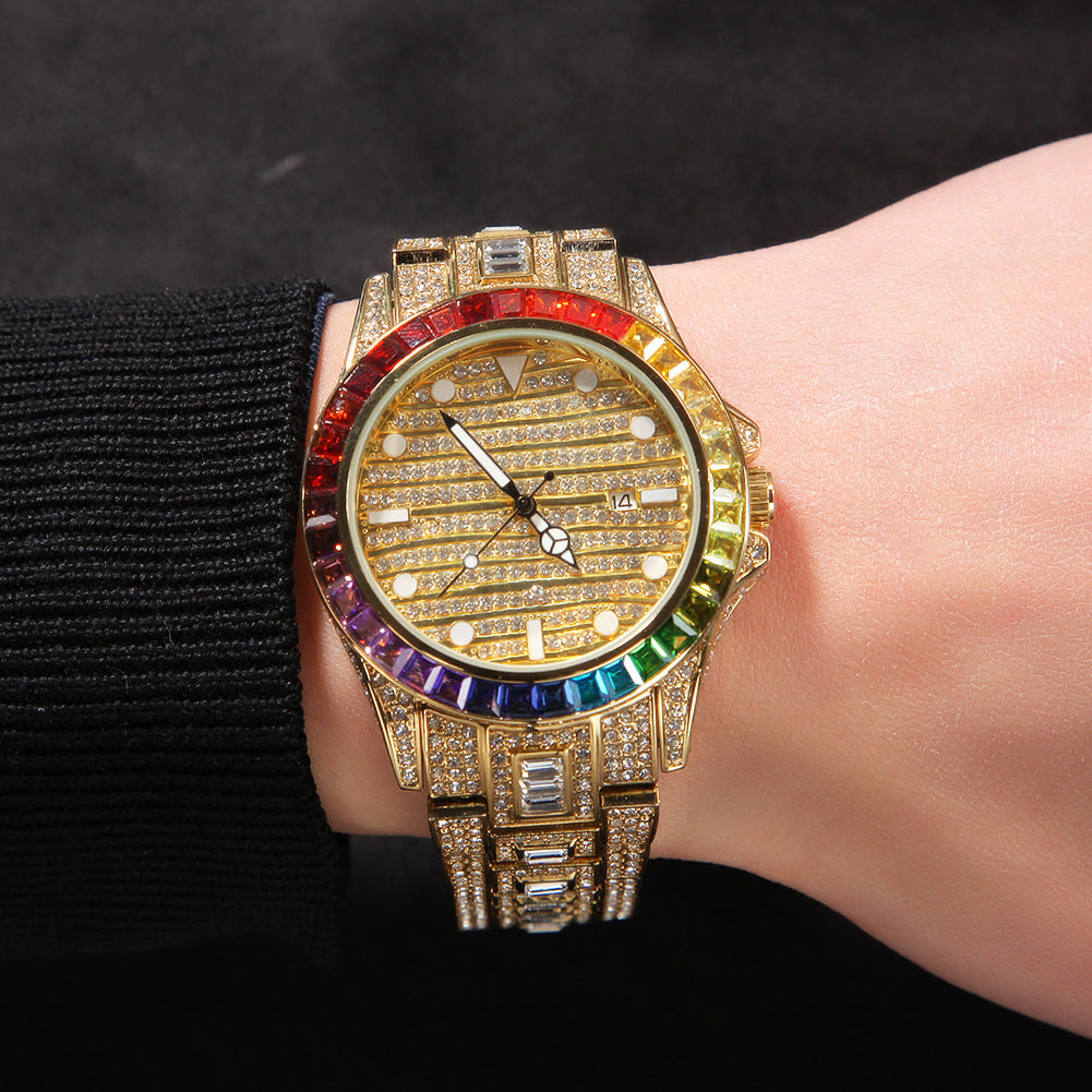 Hot Color Diamond Butterfly Double Button Quartz Watch