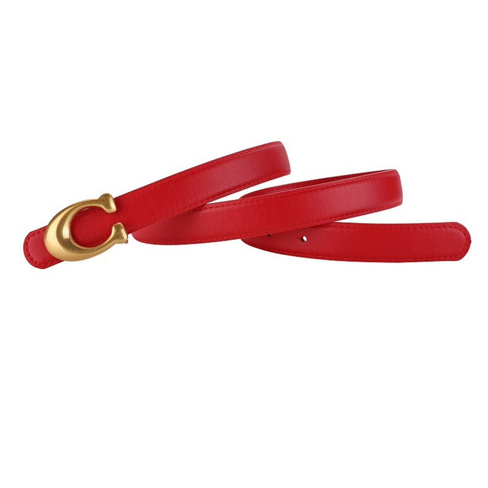 Mesh Red C-Buckle Belt Women's Fashionable And Versatile Decoration