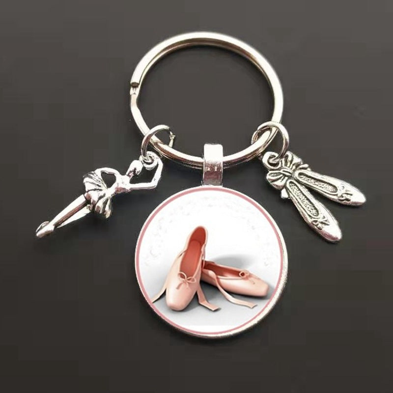 Fashion Ballet Glass Pendant Charm Keychain