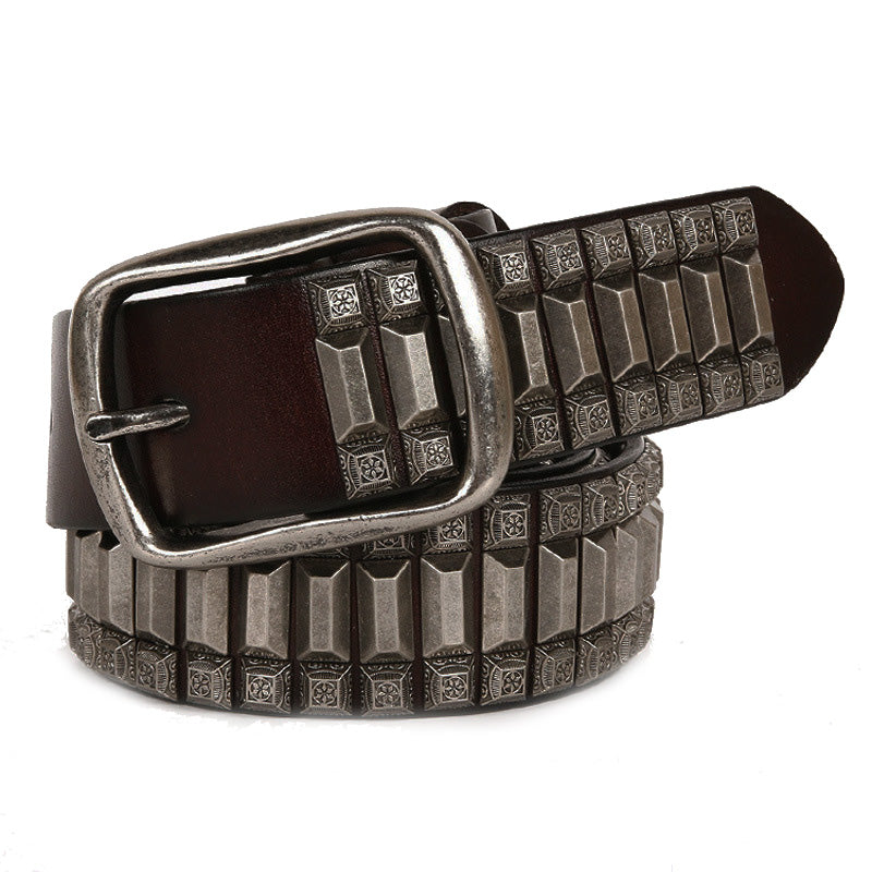 Rivet Hip-Hop Leather Belt - Unisex, Edgy, And Quality