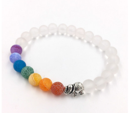 Agate Molten Rock 8MM Energy Volcanic Stone Chakra Colorful Beads Bracelet String