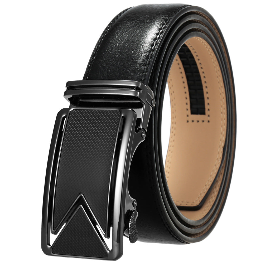 Fashion Men's Two-Layer Cowhide Automatic Buckle Trouser Belt