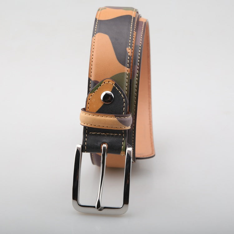 Camouflage Vegetable Tanned Leather Semi-Finished Belt Strip Without Hole Belt Strip